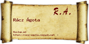 Rácz Ágota névjegykártya
