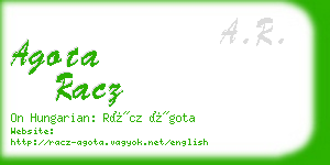 agota racz business card